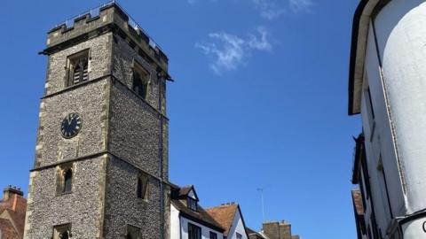 St Albans Clock Tower in the Market Place, St Albans, Hertfordshire