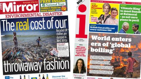 Daily Mirror and the i front pages