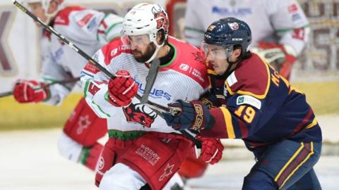 Cardiff Devils' Brandon Alderson against Guildford Flames