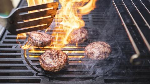 Burgers cooking