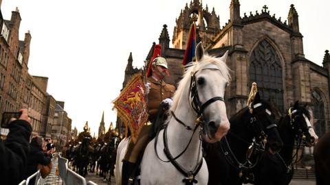 Horses parade on Edinburgh's Royal MIle