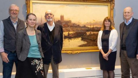 Trustees of Worcestershire Heritage, Art and Museums Charity with Head of Museums Worcestershire Philippa Tinsley. L-R Mike Johnson, Philippa Tinsley, Professor Rolf Olsen, Caroline Naisbitt, Iain Rutherford.