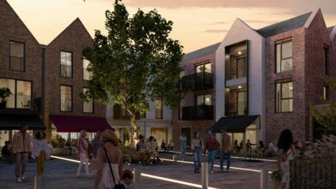 Artist's impression of the proposed new Denmark Square behind Market Place in Wokingham