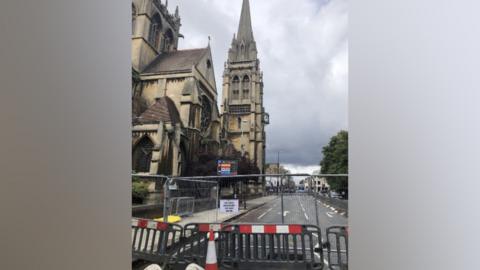 Road closure signs in Cambridge