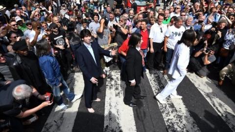 Beatles tribute act on Abbey Road