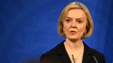 Prime Minister Liz Truss answers questions at a press conference in 10 Downing Street on 14 October 2022