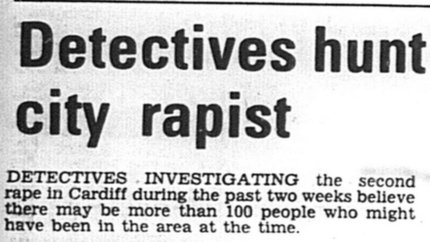 Newspaper cutting from South Wales Echo about the rape from 1980