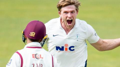 Yorkshire's David Willey celebrates a wicket