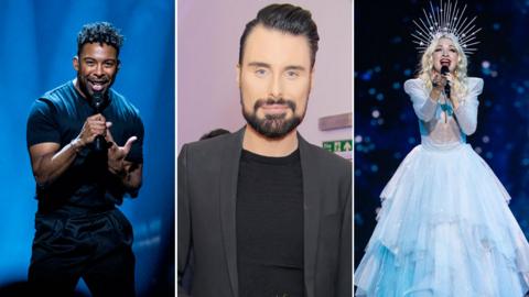 John Lundvik of Sweden, Rylan Clark and Kate Miller-Heidke from Australia