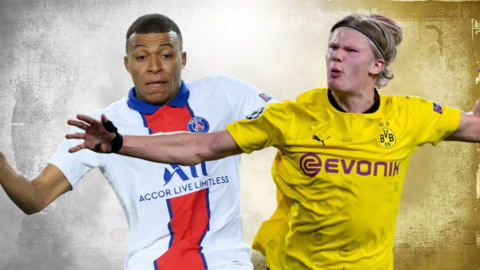 PSG's Kylian Mbappe and Borussia Dortmund's Erling Braut Haaland