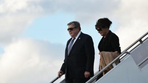 Melania Trump's parents getting off Air Force One