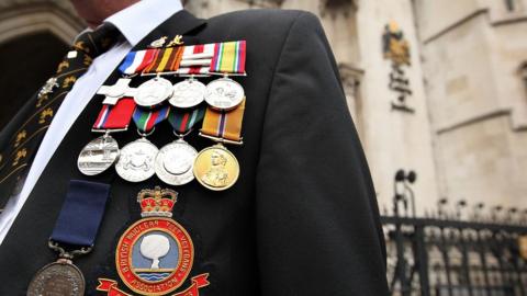 A veteran of the nuclear tests outside the High Court in 2009