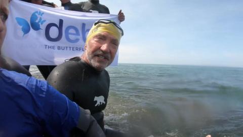 Ex-Liverpool footballer Graeme Souness in the English Channel