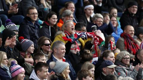 Wales fans at Wales v England women rugby international in March