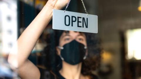 Woman in shop window