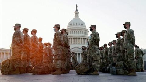 National guard troops at the US Capitol