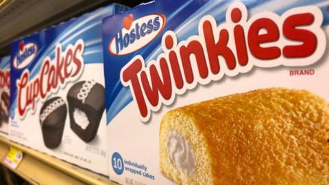 Hostess Brands goods on supermarket shelf.