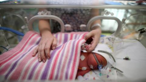 A baby in an incubator