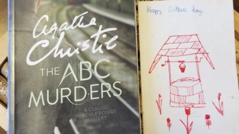 Photo of Agatha Christie's ABC Murders front cover and hand-drawn card