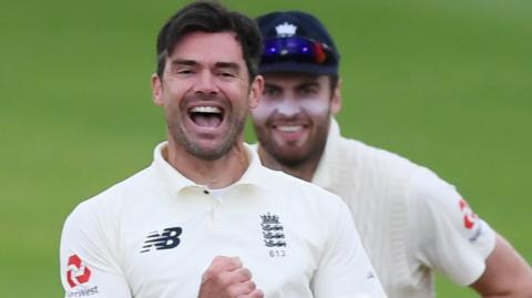 James Anderson celebrates a wicket