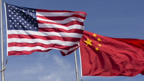 US and China flags