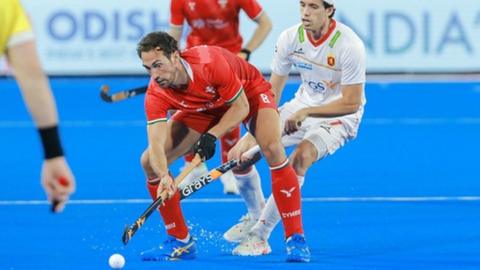 Lewis Prosser in action during Wales' game against Spain