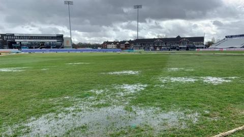 Derbyshire's waterlogged cricket field
