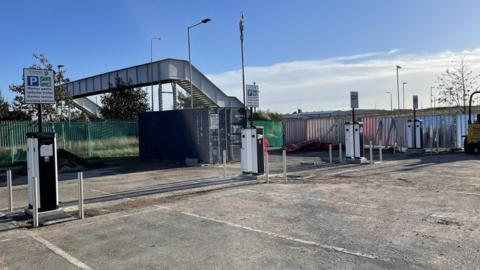 Charging points at the new site in Rhyl