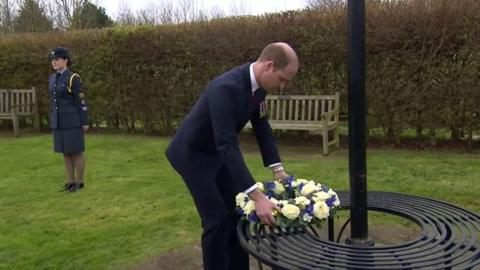 The Duke of Cambridge laying a wreath