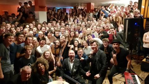 Rick Astley and band at King's College student bar