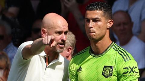 Manchester United Erik ten Hag and Cristiano Ronaldo