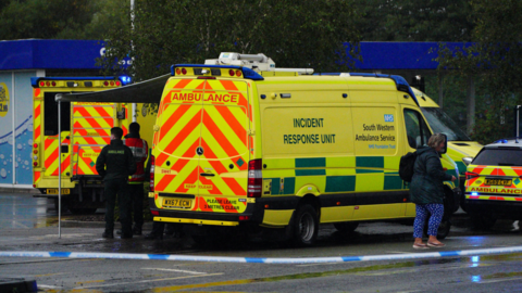 Emergency services at the scene of an incident in Hengrove Way, Bristol,