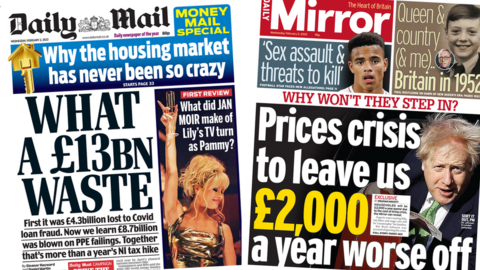 Daily Mail and Daily Mirror front pages