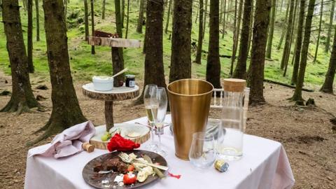 Abandoned afternoon tea for two at Blea Tarn