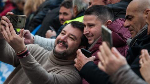 Matteo Salvini and supporters