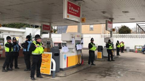 Police at Newnham Road Shell garage