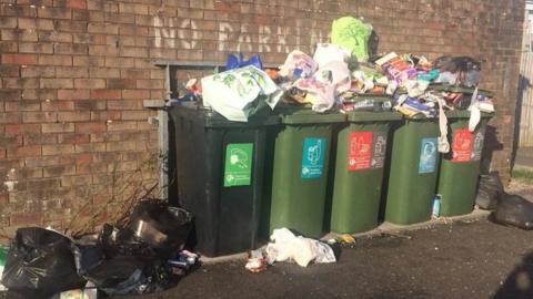 Rubbish piling up on the Wildmill estate
