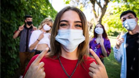 Woman with mask