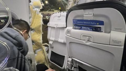 Californian Cuong Tran, 40, sat next to a section of the Alaska Airlines flight which had a section of fuselage fly off mid-flight