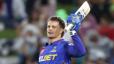 Ryan Rickelton celebrates his century