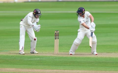 Chris Cooke of Glamorgan plays a shot