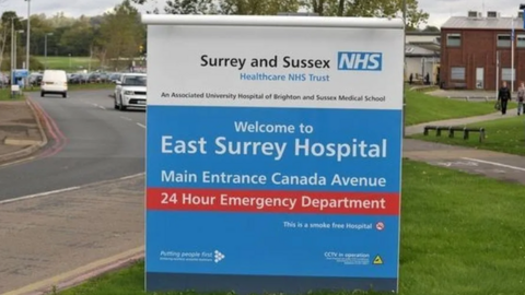 East Surrey Hospital sign