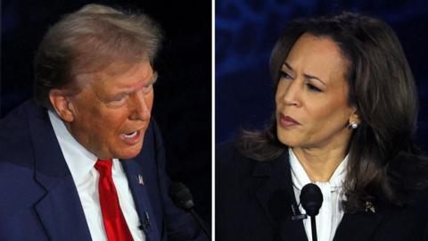 Composite of Trump and Harris