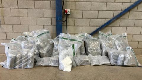The PSNI released a photo of the drugs seized at a premises in Castledawson