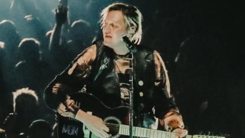 Arcade Fire frontman Win Butler on stage in Dublin on 30 August