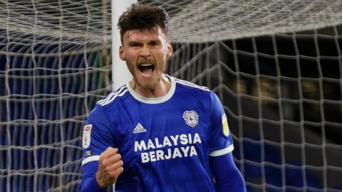 Kieffer Moore celebrates