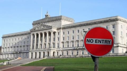Stormont with a no entry traffic sign