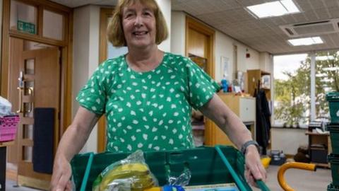 A food bank worker