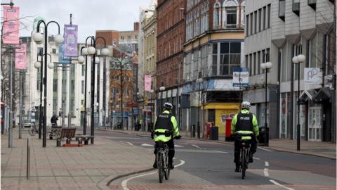 PSNI in Belfast during lockdown