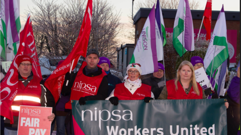 Members of the Nipsa union in protest over pay